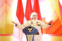 Gubernur Jawa Timur Khofifah Indar Parawansa saat peringatan Hakordia 2025. (Foto Dok Ho/RadarBangsa.co.id)