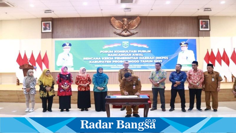 Suasana Forum Konsultasi Publik Ranwal RKPD Kabupaten Probolinggo Tahun 2027 di Auditorium Madakaripura, Selasa (27/1/2026). (Foto Dok Ho/Nan-RadarBangsa.co.id)