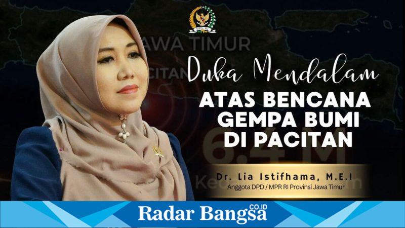 Anggota DPD RI Lia Istifhama menyampaikan pernyataan terkait gempa Pacitan dan mitigasi bencana, Jumat (6/2/2026). (Foto Dok Ho/Nul-RadarBangsa.co.id)