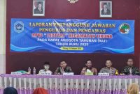 Kapolsek Tikung AKP Anang Purwo Widodo menghadiri RAT KPRI Lestari Kecamatan Tikung Tahun Buku 2025, Sabtu (14/2/2026). (Foto Dok Ho/RadarBangsa.co.id)