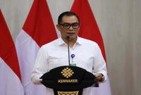 Kepala Biro Humas Kemnaker, Faried Abdurrahman Nur Yuliono, menyampaikan imbauan kewaspadaan terhadap situs palsu Skillhub di Jakarta, Selasa (24/2/2026). (Foto Dok Ho/RadarBangsa.co.id)