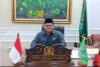 Ketua DPRD Kabupaten Pasuruan Samsul Hidayat menyampaikan hasil IKM 2025 di Pasuruan, Kamis (20/2/2026). (Foto Dok Ho/RadarBangsa.co.id)