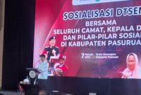 Mensos RI Saifullah Yusuf (Gus Ipul) saat sosialisasi DTSEN di Bangil, Kabupaten Pasuruan, Sabtu (7/2/2026). (Foto Dok Ho/Nul- RadarBangsa.co.id)