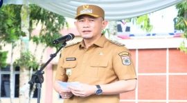 Wali Kota Lubuk Linggau memimpin apel gabungan dan halal bihalal ASN, Senin (30/6/2026). (Foto Dok Ho/RadarBangsa.co.id)