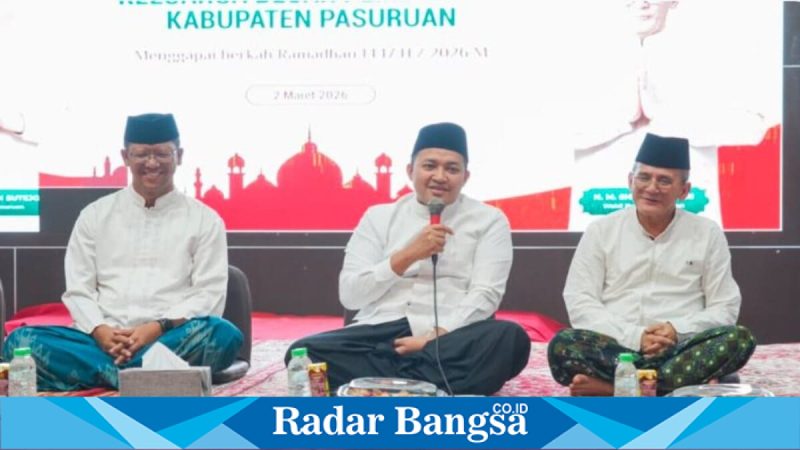 Bupati Pasuruan memberikan sambutan saat Safari Ramadhan di Pendopo Kabupaten Pasuruan, Senin (2/3/2026). (Foto Dok Ho/RadarBangsa.co.id)