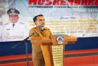 Bupati Bangkalan Lukman Hakim saat menyampaikan arah pembangunan dalam Musrenbang RKPD 2027 di Pendopo Pratanu, Selasa (31/3/2026) (Foto Dok Ho/RadarBangsa.co.id)