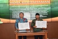 Penandatanganan MoU Pemkab Lamongan dan stakeholder, Kamis (23/4/2026). (Foto Dok Ho/RadarBangsa.co.id)