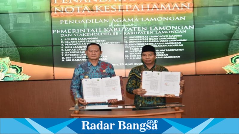 Penandatanganan MoU Pemkab Lamongan dan stakeholder, Kamis (23/4/2026). (Foto Dok Ho/RadarBangsa.co.id)