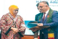Gubernur Khofifah menerima delegasi Uzbekistan di Gedung Negara Grahadi, Surabaya, Sabtu 4 April 2026. (Foto Dok Ho/RadarBangsa.co.id)