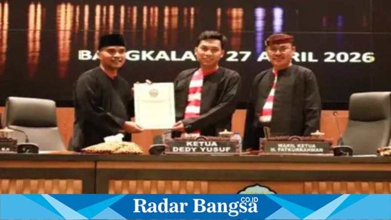 Rapat paripurna penyampaian rekomendasi LKPJ Bangkalan Tahun 2025 di Gedung DPRD, Senin (27/04/2026). (Foto Dok Ho/RadarBangsa.co.id)