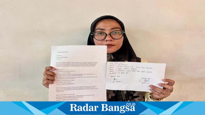 Linda Nurhayati tunjukkan surat permohonan bantuan mediasi kepada Kepala Lakesla Surabaya (Dok Pribadi)