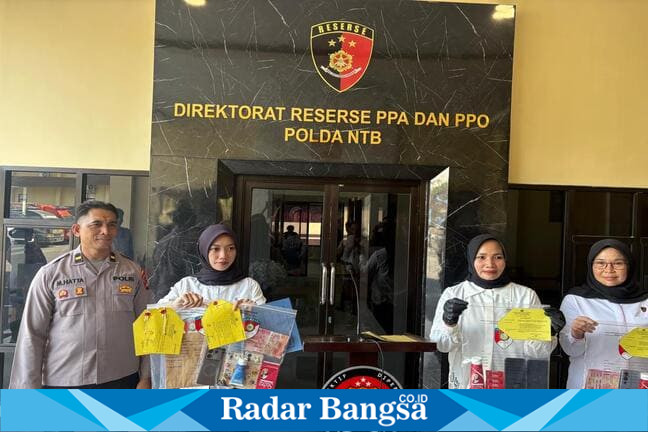 Kasubdit PPAPPO Polda NTB saat konferensi pers pengungkapan kasus prostitusi di Mataram, Senin (20 April 2026). (Foto Dok Ho/RadarBangsa.co.id)