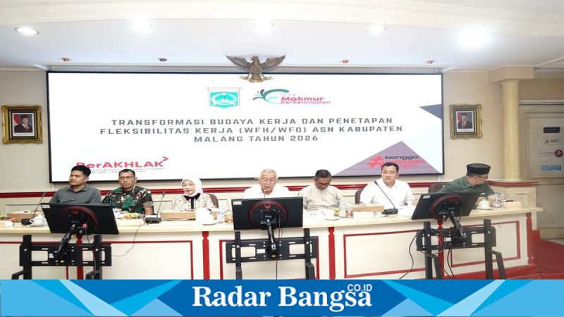 Bupati Malang memimpin rakor kebijakan WFH ASN di Ruang Anusapati, Rabu 1 April 2026. (Foto Dok Ho/RadarBangsa.co.id)