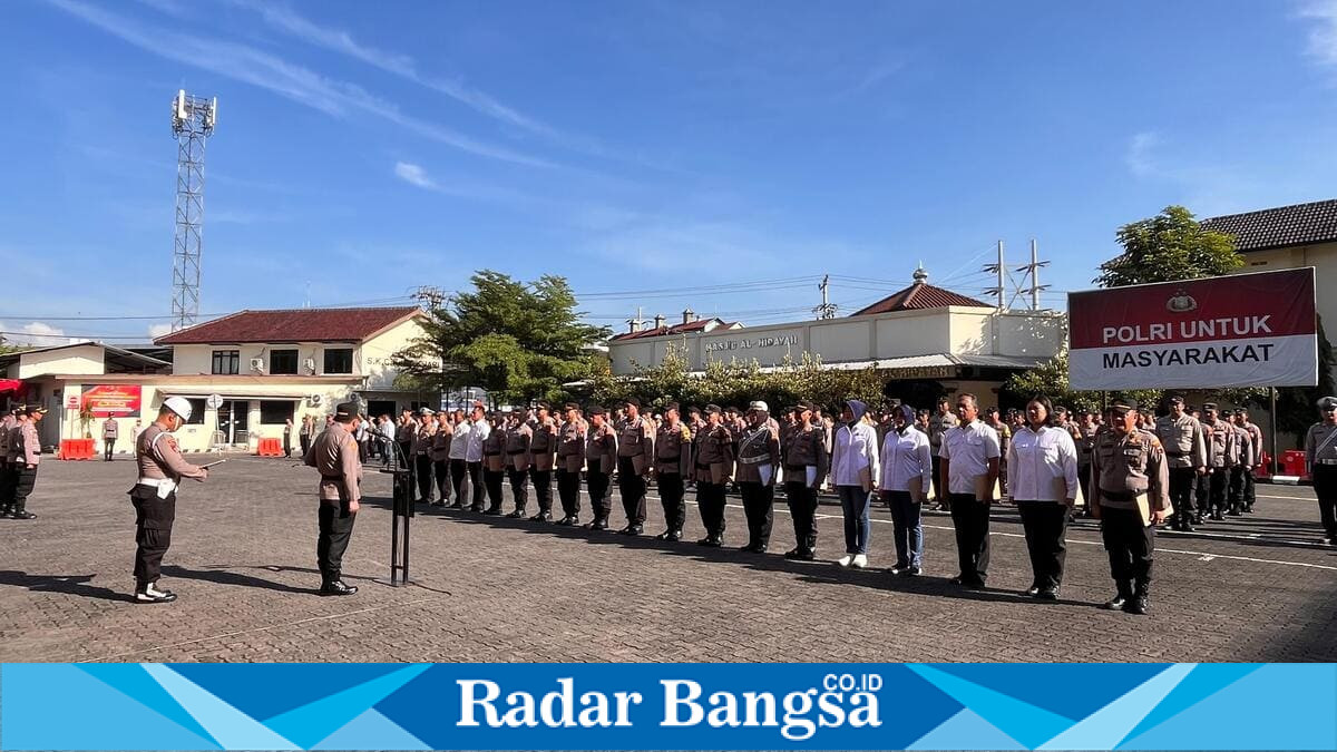 Personel gabungan Polrestabes Semarang mengikuti apel pengamanan Idul Adha 1447 Hijriah, Selasa, 26 Mei 2026. (Foto Dok Ho/RadarBangsa.co.id)