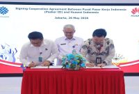 Penandatanganan MoU Kemnaker dan Huawei Indonesia terkait pengembangan SDM dan program magang, Selasa, 26 Mei 2026. (Foto Dok Ho/RadarBangsa.co.id)