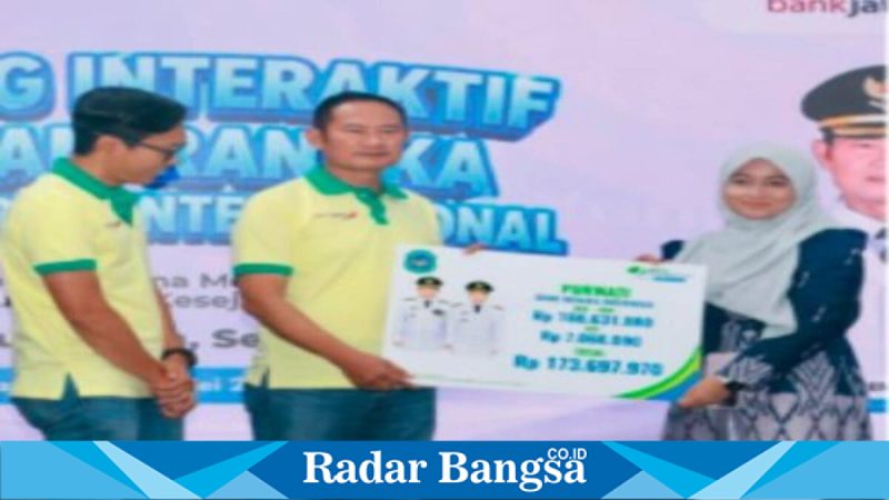 Penyerahan santunan BPJS Ketenagakerjaan kepada pekerja dan ahli waris dalam peringatan May Day 2026 di Pendopo Lokatantra Lamongan, Jumat (1/5/2026). (Foto Dok Ho/RadarBangsa.co.id)