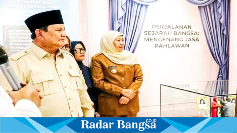 Presiden Prabowo Subianto didampingi Gubernur Jawa Timur Khofifah Indar Parawansa meresmikan Museum Pahlawan Nasional Pejuang Buruh Ibu Marsinah di Nganjuk, Sabtu, 16 Mei 2026. (Foto Dok Ho/RadarBangsa.co.id)