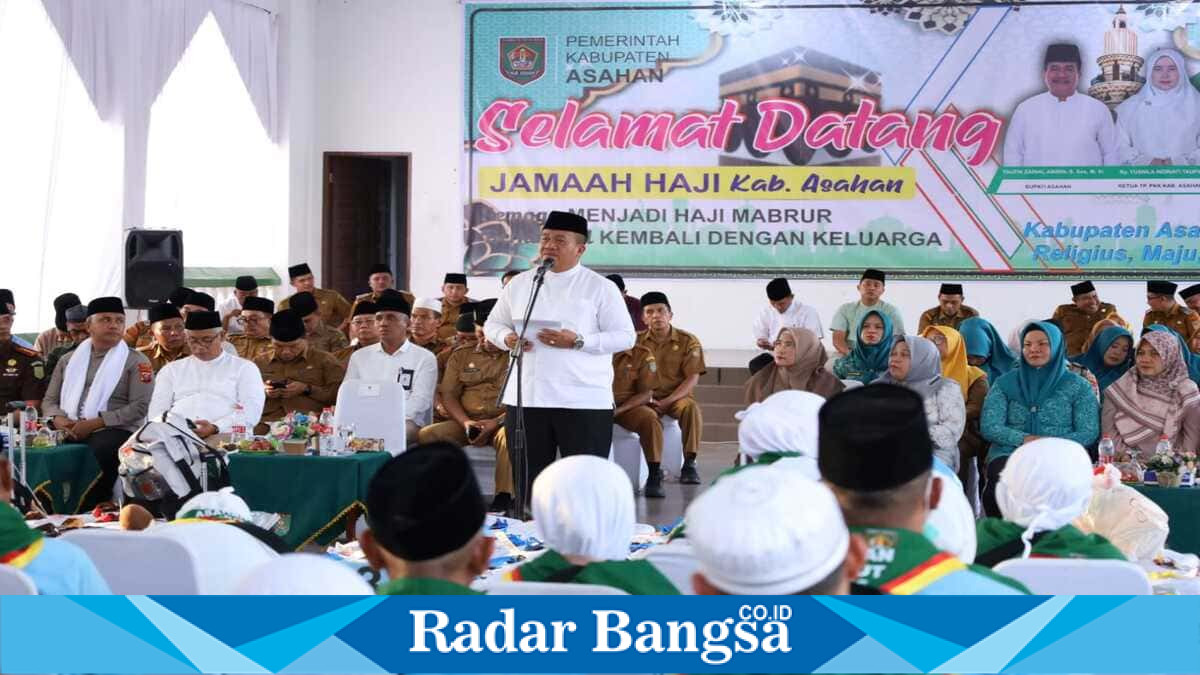 Bupati Asahan bersama Forkopimda menyambut kepulangan jamaah haji Kabupaten Asahan di Kisaran. Selasa, 9 Juni 2026 (Foto Dok Ho/RadarBangsa.co.id)