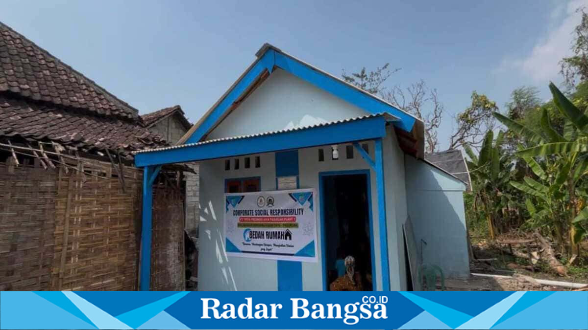 PT Tirta Fresindo Jaya Pasuruan Plant 1 bersama Kodim 0819/Pasuruan menuntaskan program bedah Rumah Tidak Layak Huni (RTLH) di Desa Kurung, Kecamatan Kejayan, Pasuruan, Jumat (26/6/2026). (Foto Dok Ho/RadarBangsa.co.id)