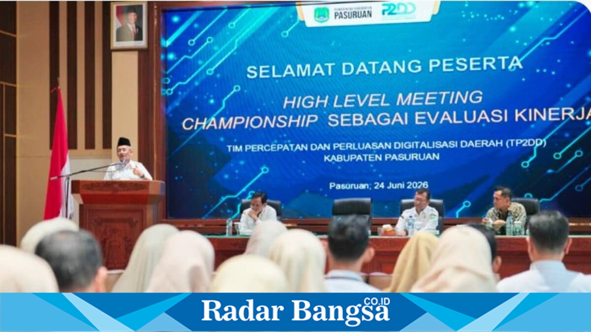Wakil Bupati Pasuruan HM Shobih Asrori membuka Sosialisasi E-Transaksi Pemerintah Daerah di Auditorium Mpu Sindok, Rabu (24/6/2026). (Foto Dok Ho/RadarBangsa.co.id)