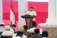 Bupati Pasuruan Rusdi Sutejo bersama jajaran pemerintah daerah dan ulama mengikuti doa bersama menyambut Tahun Baru Islam 1 Muharram 1448 Hijriah di Kabupaten Pasuruan, Senin, 15 Juni 2026. (Foto Dok Ho/RadarBangsa.co.id)