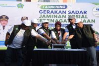 Pemkab Sidoarjo bersama BPJS Ketenagakerjaan meluncurkan GARDU Sosial di Tugu Jayandaru, Minggu (21/6/2026). (Foto Dok Ho/RadarBangsa.co.id)