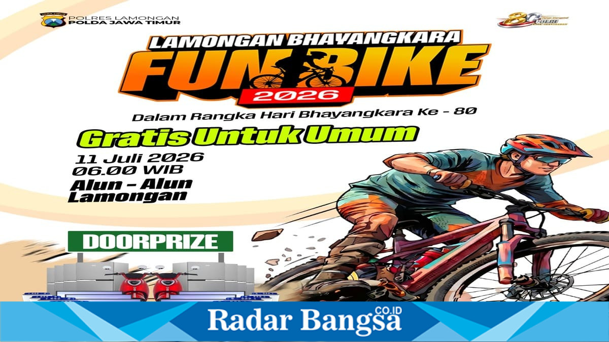 Polres Lamongan menggelar Lamongan Bhayangkara Fun Bike 2026 pada Sabtu, 11 Juli 2026, di Alun-Alun Lamongan. (Foto Dok Ho/RadarBangsa.co.id)