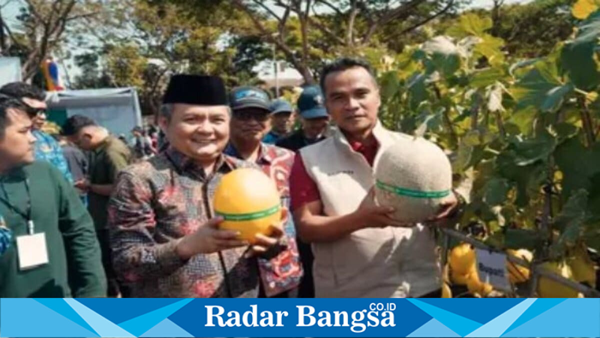 Bupati Bangkalan Lukman Hakim menghadiri kegiatan Petik Melon Agroekoteknologi di lahan Fakultas Pertanian UTM, Senin (13/7/2026). (Foto Dok Ho/RadarBangsa.co.id)