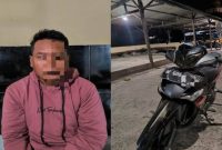 Pelaku curanmor di Karangbinangun beserta barang bukti sepeda motor hasil curian, Kamis (23/7/2026). (Foto Dok Ho/RadarBangsa.co.id)