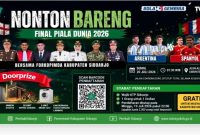 Persiapan nobar Final Piala Dunia 2026 di Alun-Alun Sidoarjo yang menyediakan hadiah umrah dan doorprize lainnya, 20 Juli 2026. (Foto Dok Ho/RadarBangsa.co.id)