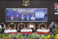 Ketua Pengadilan Tinggi Riau bersama jajaran Pengadilan Negeri Pelalawan dan Pemkab Pelalawan saat sosialisasi aplikasi Tuanku Online versi terbaru di Auditorium Pemerintahan Kabupaten Pelalawan, Rabu. (Foto Dok Ho/RadarBangsa.co.id)