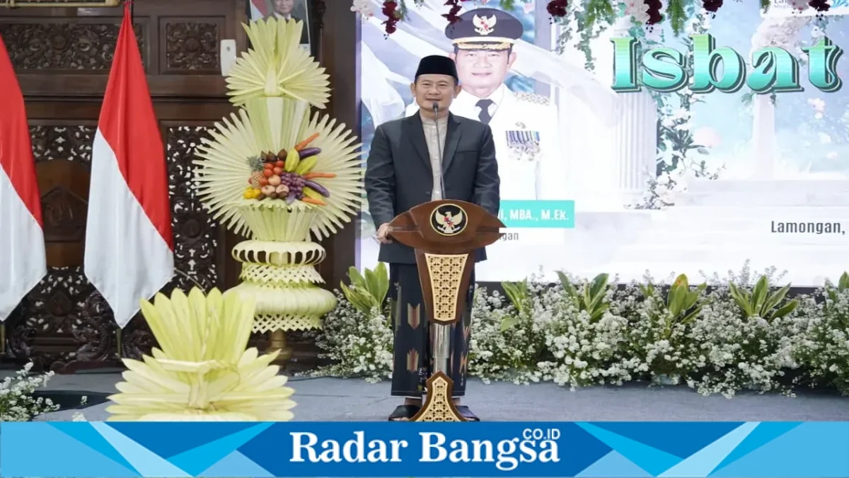 Bupati Lamongan Yuhronur Efendi saat menghadiri Isbat Nikah Terpadu 2026 di Pendopo Lokatantra, Kamis (20/8/2026). (Foto Dok Ho/RadarBangsa.co.id)