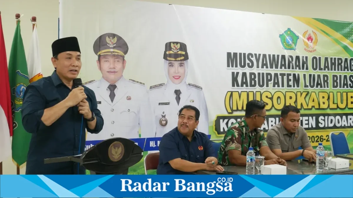 M. Rafi Wibisono terpilih sebagai Ketua Umum KONI Kabupaten Sidoarjo periode 2026-2029 dalam Musorkablub, Sidoarjo, Rabu (26/8/2026) (Foto Dok Ho/RadarBangsa.co.id)
