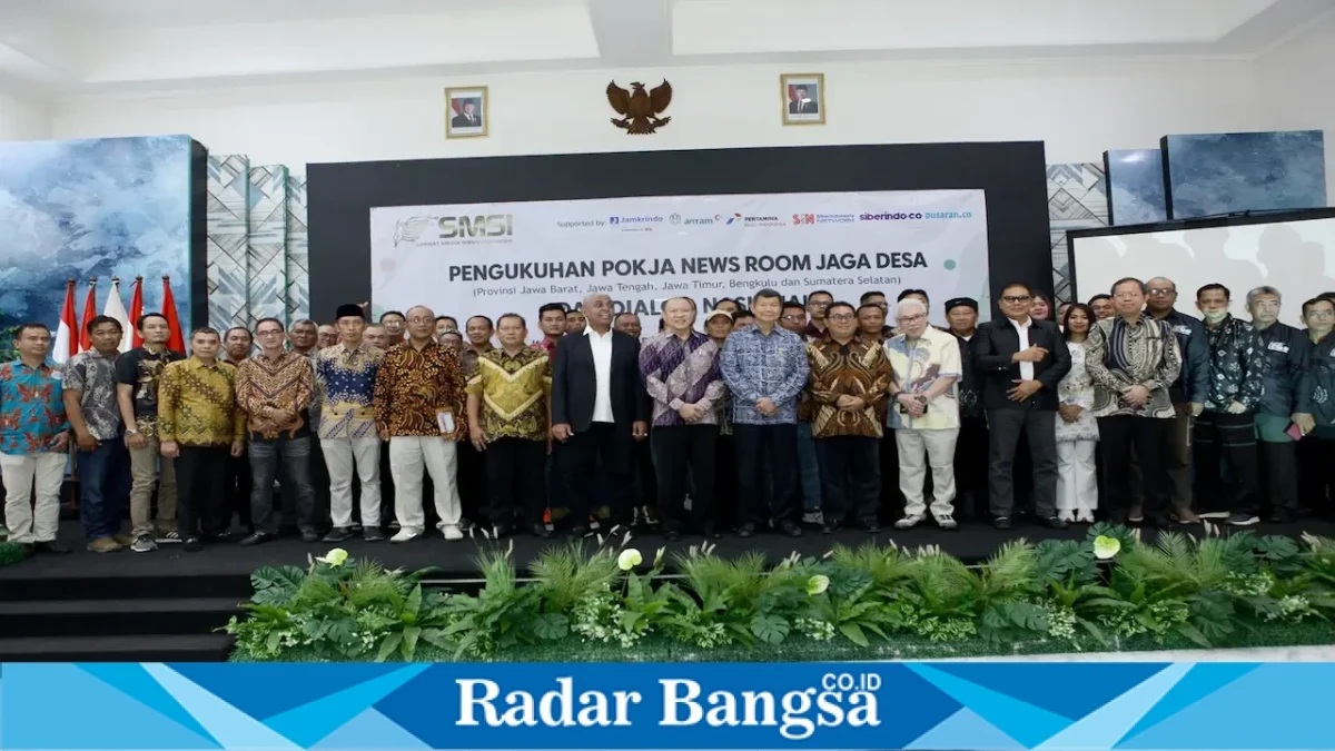 Pengukuhan Pokja News Room Jaga Desa SMSI dan Dialog Nasional di Hall Dewan Pers, Jakarta, Kamis (27/8/2026). (Foto Dok Ho/RadarBangsa.co.id)