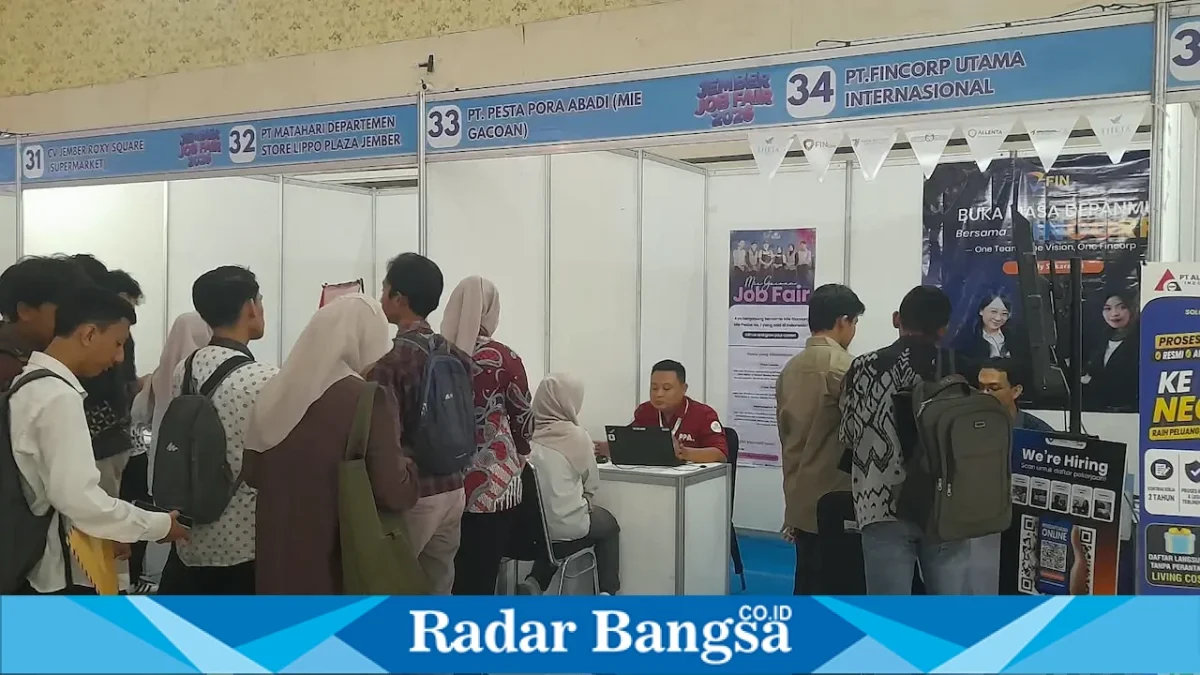 Jember Job Fair 2026 di Balai Serba Guna, Kabupaten Jember, Kamis (27/8/2026). (Foto Dok Ho/RadarBangsa.co.id)