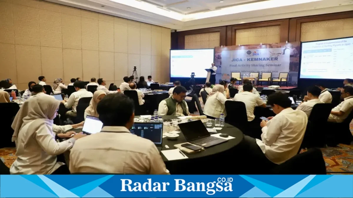 Sekretaris Jenderal Kemnaker Cris Kuntadi dalam JICA–Kemnaker Final Activity Sharing Seminar di Jakarta, Senin (24/8/2026). (Foto Dok Ho/RadarBangsa.co.id)