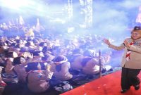 Gubernur Jawa Timur Khofifah Indar Parawansa dalam momentum peringatan Hari Pramuka ke-65 di Jawa Timur, Jumat (14/8/2026). (Foto Dok Ho/RadarBangsa.co.id)
