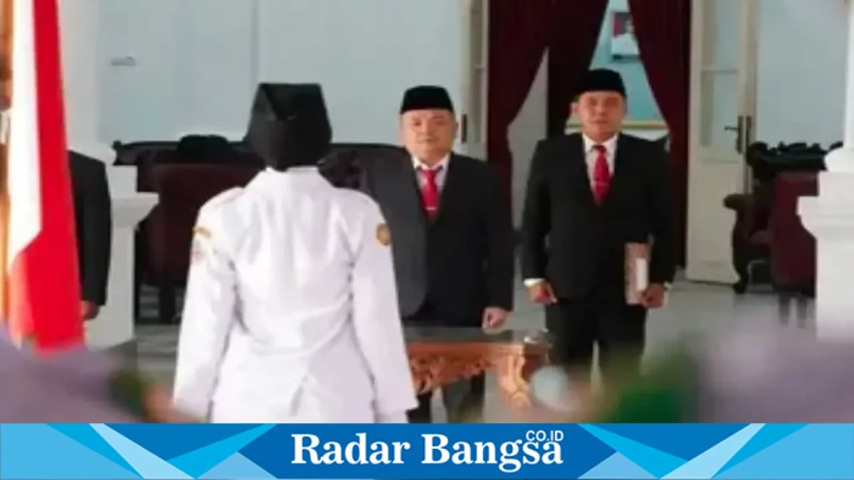 Pengukuhan Paskibraka Kabupaten Bangkalan di Pendopo Agung Bangkalan, Sabtu (15/8/2026). (Foto Dok Ho/RadarBangsa.co.id)