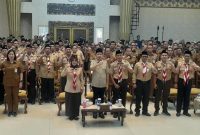 Bupati Jember Gus Fawait saat memberikan pembekalan dan melepas Kontingen Cabang Jember untuk mengikuti Jamnas XII 2026 di Pendopo Wahyawibawagraha Jember, Senin (10/8/2026). (Foto Dok Ho/RadarBangsa.co.id)