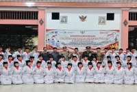 Pengukuhan 75 anggota Paskibra Kecamatan Tikung dalam rangka persiapan upacara detik-detik Proklamasi HUT ke-81 Kemerdekaan RI tahun 2026. (Foto Dok Ho/RadarBangsa.co.id)