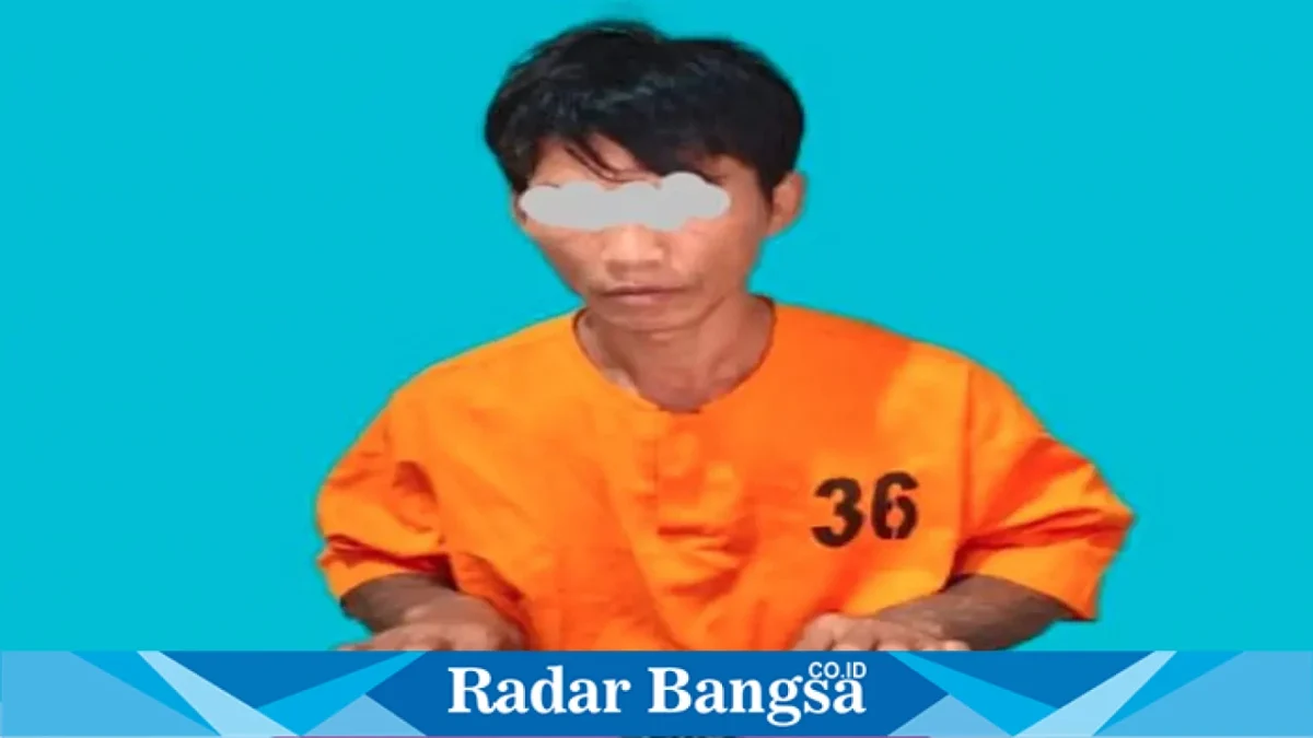 Polisi mengamankan pria berinisial LEGIMIN dalam kasus dugaan kepemilikan sabu di Kecamatan Kerumutan, Kabupaten Pelalawan, Kamis (13/8/2026). (Foto Dok Ho/RadarBangsa.co.id)