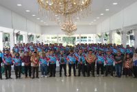 Wakil Bupati Asahan Rianto melepas kontingen Kwarcab Asahan menuju Jambore Nasional XII 2026 di Pendopo Rumah Dinas Bupati Asahan, Minggu (9/8/2026). (Foto Dok Ho/RadarBangsa.co.id)
