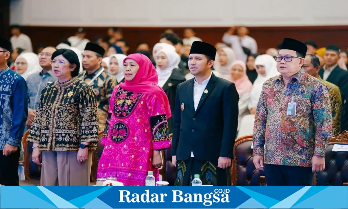 Emil Elestianto Dardak saat pelantikan Pengurus Wilayah MES Jawa Timur periode 2026–2031 di Surabaya, Sabtu (26/9/2026). (Dok. Ho/RadarBangsa.co.id)