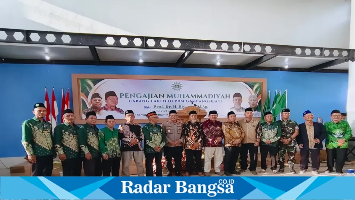 Kapolsek Laren AKP Anang Purwo Widodo menghadiri pengajian Muhammadiyah se-Cabang Laren di Gedung Dakwah Muhammadiyah, Desa Gampangsejati, Sabtu (26/9/2026). (Dok. Ho/RadarBangsa.co.id)
