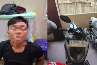 Petugas mengamankan terduga pelaku curanmor setelah kepergok korban di Puskesmas Deket, Lamongan, Rabu (16/9). (Dok. Ho/RadarBangsa.co.id)
