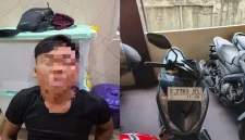 Petugas mengamankan terduga pelaku curanmor setelah kepergok korban di Puskesmas Deket, Lamongan, Rabu (16/9). (Dok. Ho/RadarBangsa.co.id)