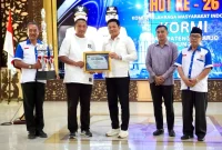 Bupati Sidoarjo H. Subandi menghadiri peringatan HUT ke-26 KORMI Kabupaten Sidoarjo di Pendopo Delta Wibawa, Sabtu (31/10/2026). (Dok. Pemkab Sidoarjo)