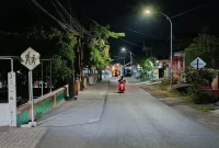 Penerangan Jalan Umum (PJU) fiber di ruas jalan Desa Ngerong, Kecamatan Gempol, Kabupaten Pasuruan, yang telah rampung dipasang sebanyak 46 titik. (Dok. Ho/RadarBangsa.co.id)