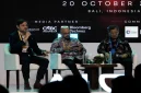 Para pembicara dari ITB, BRIN, dan KORIKA dalam diskusi AICX 2026 yang diselenggarakan ITSEC Asia di Bali Beach Convention Center, Sanur, Bali. (Dok. Ho/RadarBangsa.co.id)