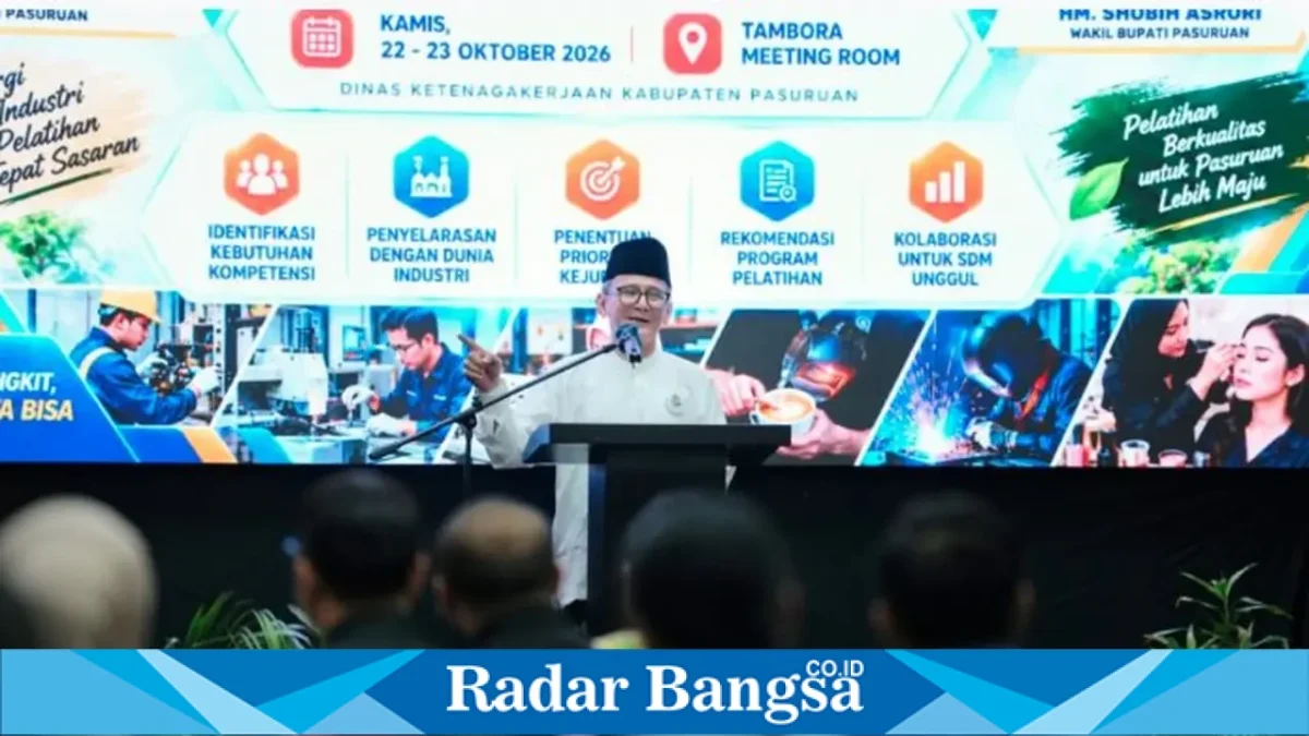 Wakil Bupati Pasuruan Shobih Asrori membuka kegiatan Training Needs Analysis dunia usaha dan industri di Kabupaten Pasuruan. (Dok. Ho/Disnaker Kabupaten Pasuruan/RadarBangsa.co.id).